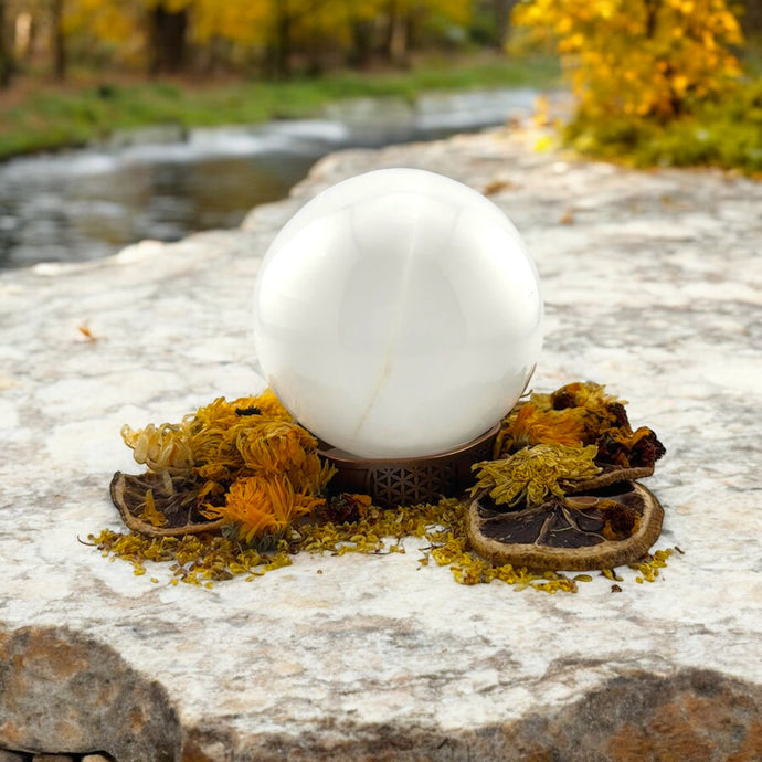 Large White Selenite Sphere Charger Crystal