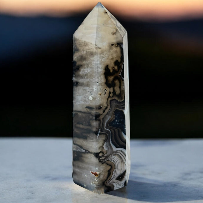 Contemporary Blended Chalcedony Obelisk